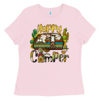 Bubblegum Pink happy camper caravan and gnome Ladies Tee - BarkalooDesign
