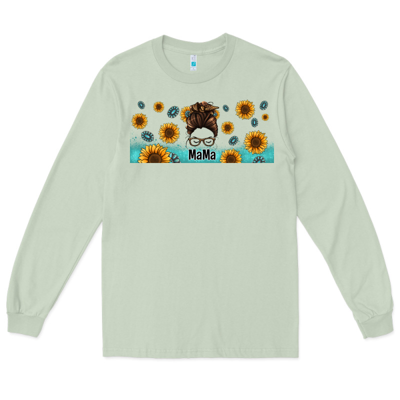 Western Mama Messy Bun Long Sleeve Tee by Jasminsmagicworld | Teevron