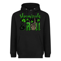 Black St. Patrick's Day Shamrock and roll Heavyweight Hoodie - OliviaCreatesArt