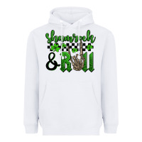 White St. Patrick's Day Shamrock and roll Heavyweight Hoodie - OliviaCreatesArt