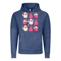 Vintage Denim retro doodle pink christmas Vintage Hoodie - MaliasSmallBusiness