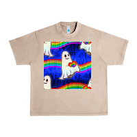 French Oak Pride lgbtq ghosts and heart with rainbow seamless Urban Heavy Tee - BundleAndBundleShop
