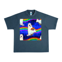 Midnight Navy Pride lgbtq ghosts and heart with rainbow seamless Urban Heavy Tee - BundleAndBundleShop