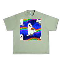 Oil Green Pride lgbtq ghosts and heart with rainbow seamless Urban Heavy Tee - BundleAndBundleShop