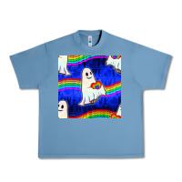 Pebble Blue Pride lgbtq ghosts and heart with rainbow seamless Urban Heavy Tee - BundleAndBundleShop
