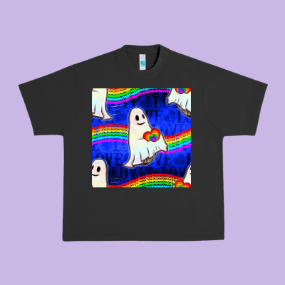 Pride Lgbtq Ghosts And Heart With Rainbow Seamless Urban Heavy Tee Designed By Bundleandbundleshop