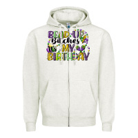 Oatmeal Heather bead up bitches itsmy birthday cg (1) Zipper Hoodie - CowGirlArtShop