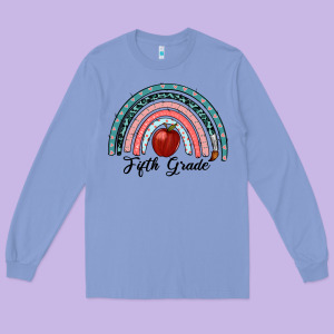 Fifth Grade Rainbow Long Sleeve Tee Designed By Ranaportraitstore