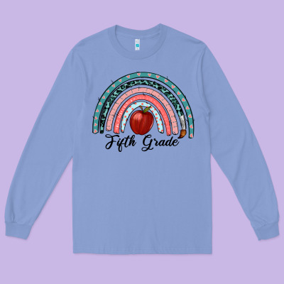 Fifth Grade Rainbow Long Sleeve Tee Designed By Ranaportraitstore