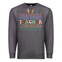 Charcoal Heather Easter bunny Teacher Premium Sweatshirt - OliviaCreatesArt
