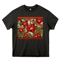 Asphalt red flower and cactus with cowhide and aztec Heavy Core Tee - Artiststas
