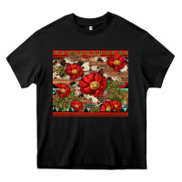 Black red flower and cactus with cowhide and aztec Heavy Core Tee - Artiststas