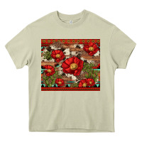 Mossy red flower and cactus with cowhide and aztec Heavy Core Tee - Artiststas