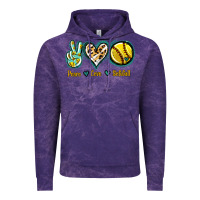 Cloud Purple Peace Love Softball Vintage Hoodie - Jasminsmagicworld