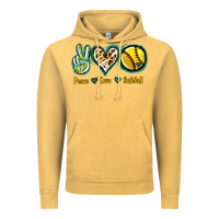 Vintage Mustard Peace Love Softball Vintage Hoodie - Jasminsmagicworld
