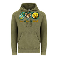 Vintage Olive Peace Love Softball Vintage Hoodie - Jasminsmagicworld
