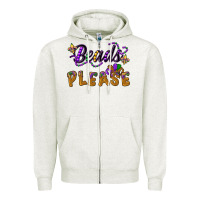 Oatmeal Heather beads please Zipper Hoodie - CowGirlArtShop