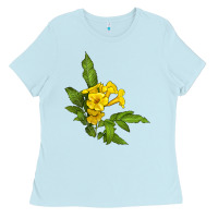 Baby Blue yellow elder flower Ladies Tee - LillyAllenDesigns