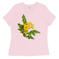 Bubblegum Pink yellow elder flower Ladies Tee - LillyAllenDesigns