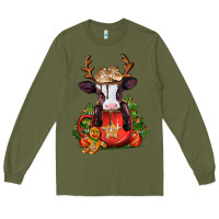 Army Green christmas baby cow hot cocoa Long Sleeve Tee - Jasminsmagicworld