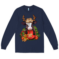 Navy christmas baby cow hot cocoa Long Sleeve Tee - Jasminsmagicworld