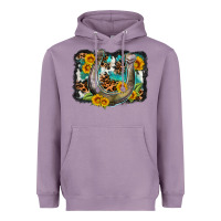 Lavender western leopard cowhide turquoise background horse Heavyweight Hoodie - OliviaCreatesArt