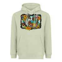 Matcha western leopard cowhide turquoise background horse Heavyweight Hoodie - OliviaCreatesArt