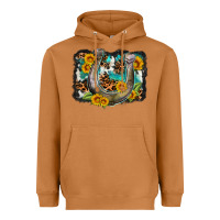 Meerkat western leopard cowhide turquoise background horse Heavyweight Hoodie - OliviaCreatesArt