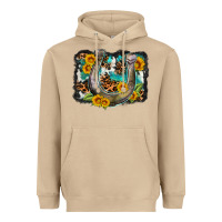 Mushroom western leopard cowhide turquoise background horse Heavyweight Hoodie - OliviaCreatesArt