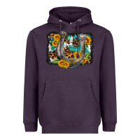 Plum western leopard cowhide turquoise background horse Heavyweight Hoodie - OliviaCreatesArt