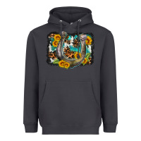 Smoke western leopard cowhide turquoise background horse Heavyweight Hoodie - OliviaCreatesArt