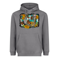 Storm western leopard cowhide turquoise background horse Heavyweight Hoodie - OliviaCreatesArt