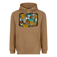 Toasted Coconut western leopard cowhide turquoise background horse Heavyweight Hoodie - OliviaCreatesArt