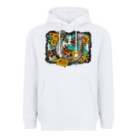 White western leopard cowhide turquoise background horse Heavyweight Hoodie - OliviaCreatesArt