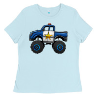 Baby Blue police car monster truck Ladies Tee - Jasminsmagicworld