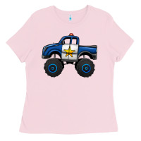 Bubblegum Pink police car monster truck Ladies Tee - Jasminsmagicworld