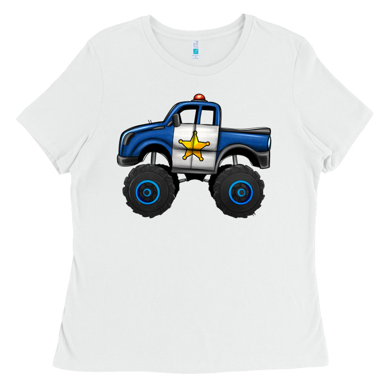 Police Car Monster Truck Ladies Tee by Jasminsmagicworld | Teevron