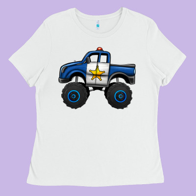 Police Car Monster Truck Ladies Tee Designed By Jasminsmagicworld