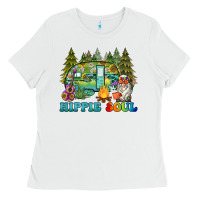 White hippie soul camping Ladies Tee - BarkalooDesign