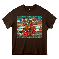 Chocolate Brown longhorn with gemstone Heavy Core Tee - Artiststas