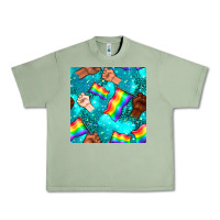Oil Green Pride lgbtq hands with flag seamless pattern Urban Heavy Tee - BundleAndBundleShop