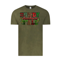 Vintage Olive Howdy Christmas y'all Vintage Tee - NancyCooperArtShop
