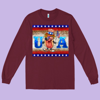 Usa Hot Dog Long Sleeve Tee Designed By Barkaloodesign
