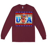 Burgundy usa hot dog Long Sleeve Tee - BarkalooDesign