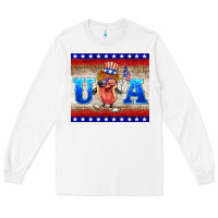 White usa hot dog Long Sleeve Tee - BarkalooDesign