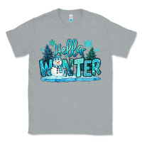 Heather Grey hello winter snowman Classic Tee - MaliasSmallBusiness