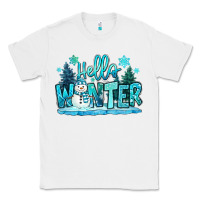 White hello winter snowman Classic Tee - MaliasSmallBusiness