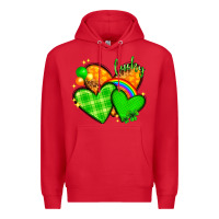 Red St. Patrick's Day hearts St. Patricks day Premium Hoodie - HowdyJamesFarm