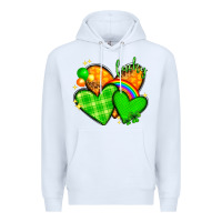 White St. Patrick's Day hearts St. Patricks day Premium Hoodie - HowdyJamesFarm
