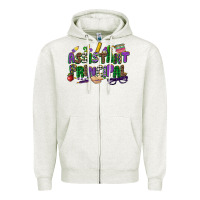 Oatmeal Heather assistant principal mardi gras Zipper Hoodie - CowGirlArtShop